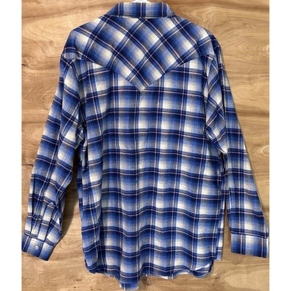 NWT Thorogood Wellington Western Shirt Men’s Large Snap Pockets Blue Plaid - Picture 2 of 11